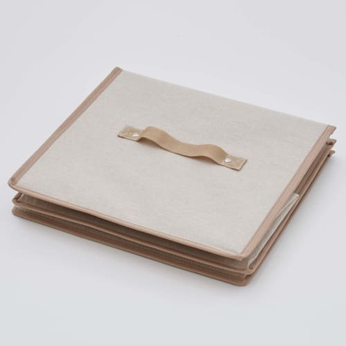 Astro Storage Case, Light Beige, Linen Material, Water-Repellent Interior, Divided Storage Box, Clothes Storage, Basket, Toy Storage, Book Storage, wi