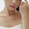 Nivora Exquisite Pink Freshwater Zircon Necklace Bracelets For Women Stainless Steel Beads Chain Charm Handmade Zircon Set