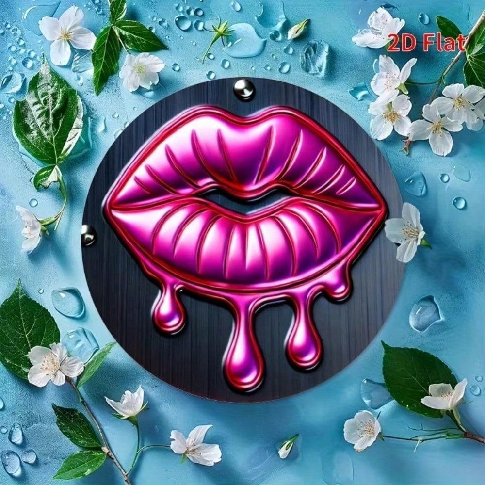 Neon Drip Lips Metal Tin Sign Set Pre Drilled Wall Art Holiday Decor
