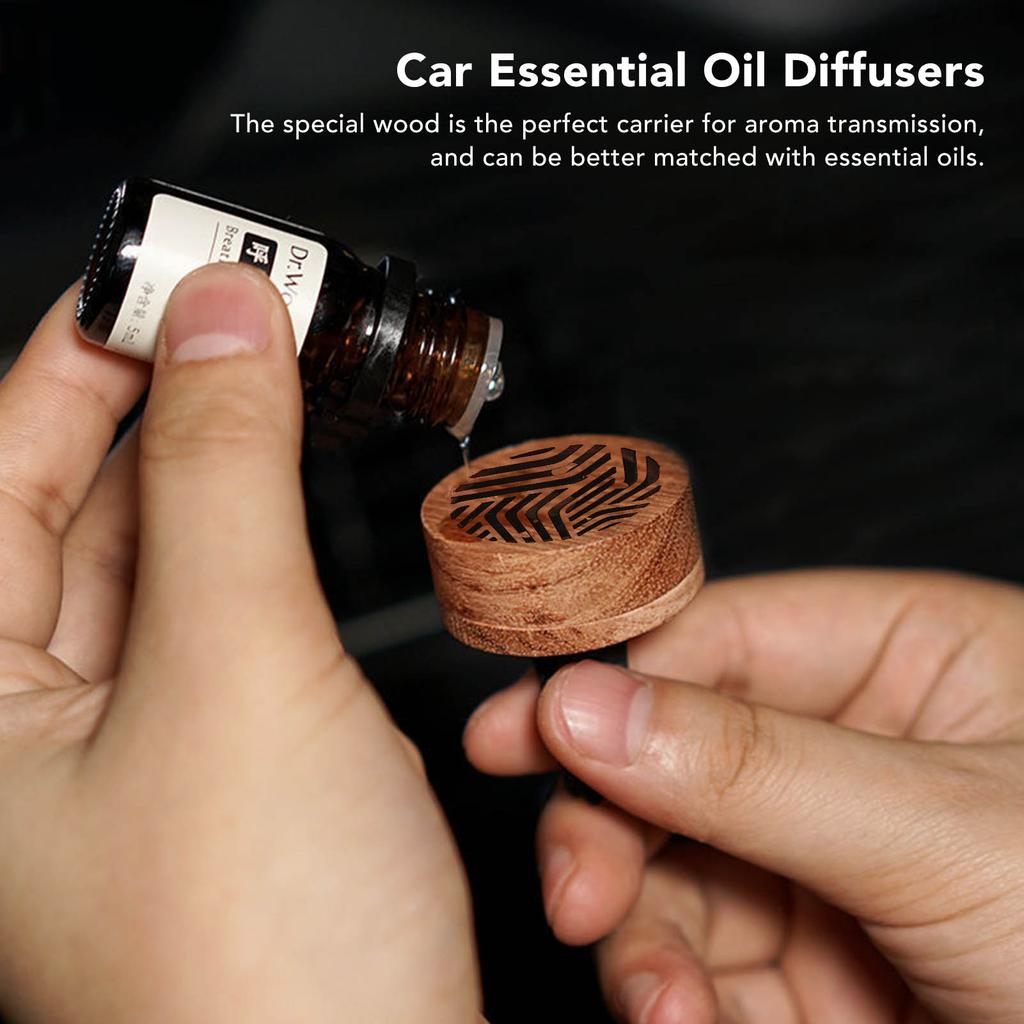 Car Essential Oil Diffusers Rosewood Fragrance Portable Mini Car Wood Diffuser with Volcanic Rock for Car Air Outlet