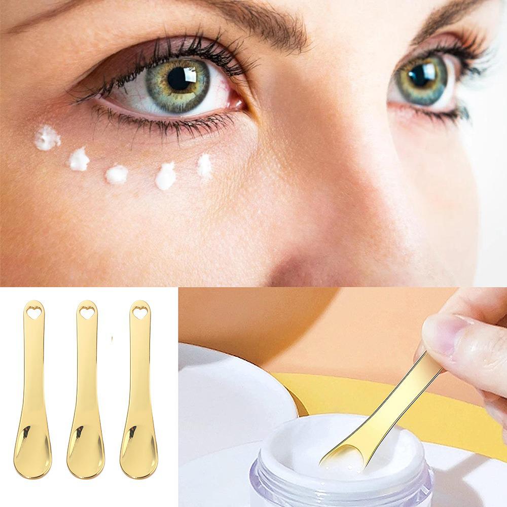 Metal Face Cream Applicator Spoon for Cosmetics and Masks, Short Handle