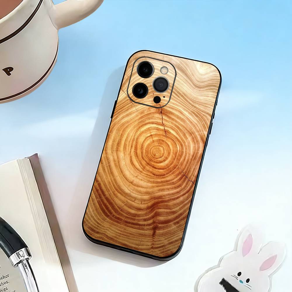 

N-Natural Wood Phone Case Silicone Soft For IPhone 17 16 15 14 13 12 11 X XR Plus Pro Max Plus iPhone15pro