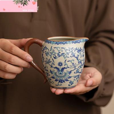 Chinese Ru Kiln Ceramic Fair Cup Tea Strainer Handmade Flowers Teacup Tea Water Separation Household Travel Tea Set Accessorie