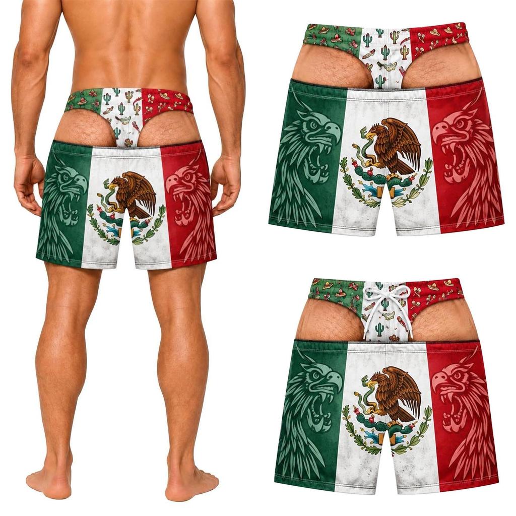 Men's Funny Novelty Beach Shorts for Casual Summer Beach Vacation