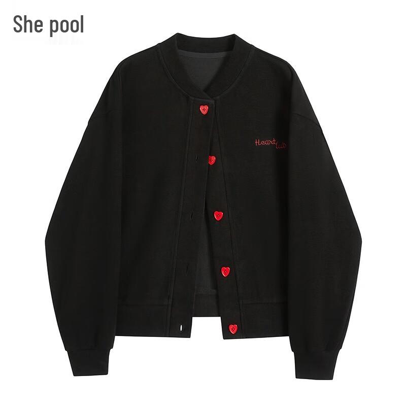 

Women s Collegiate Baseball Jacket with Heart Buttons XL