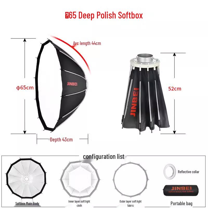 8-Sided Quick-Release 90/120cm Deep Parabolic Softbox for Photography and Video Lighting