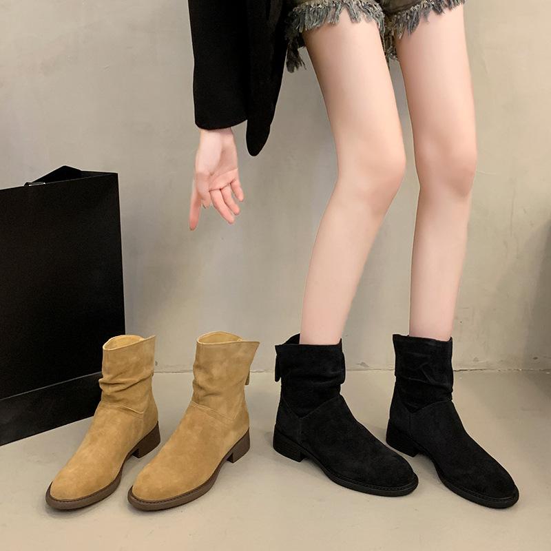 Rear zipper short boots women's 2025 new British style fashion temperament western cowboy Martin boots thin fashion boots