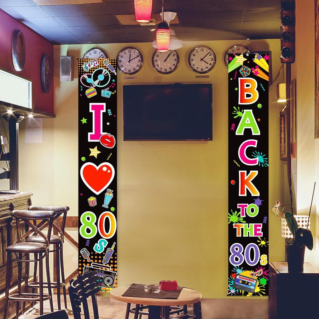 Blulu 70s 80s Party Decoration 90s 80s Banner I Love 1980s Backdrops Back to The 1980s 1970s Hanging Porch Signs for Wall Door Decor Hip Hop Rock