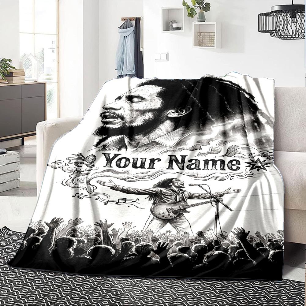 Bob Marley Personalizovaná deka se jménem Dárková personalizovaná deka Měkká teplá útulná Všestranná pro ložní prádlo obývací pokoj pohovku gauč Celoroční použití