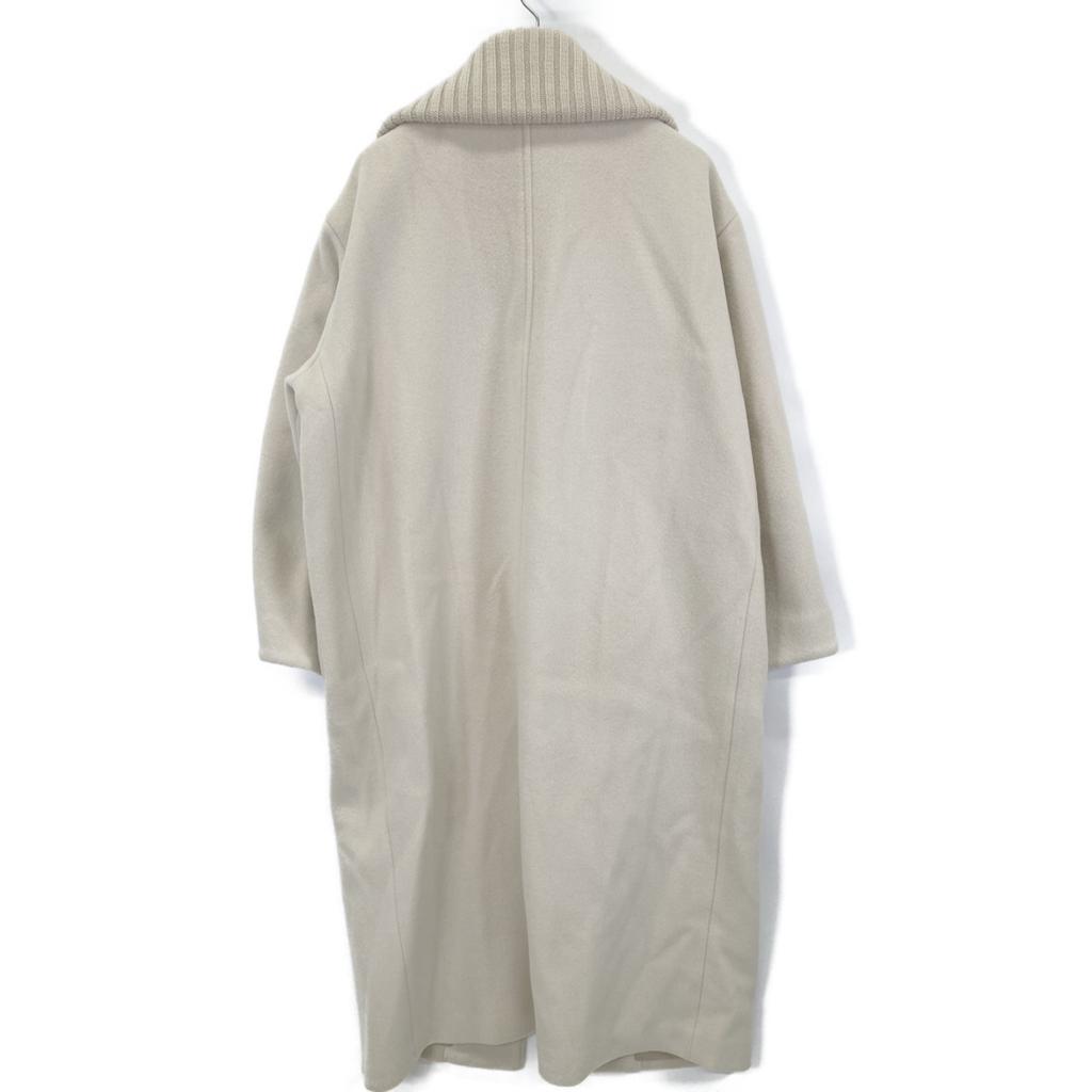 CLANE 23AW Beige 15101-0042 RIB COLLAR WOOL LONG COAT Coat 2 whiteUsed