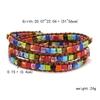 HX6F Multicolor Bracelet Jewelry Handmade Multi Natural Stone Tube Beads Leather Wrap Bracelet Couples Bracelets for Adult