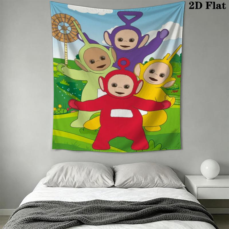 Teletubbies Wall Tapestry Aesthetic Wall Hanging Printed Fabric Blanket Decorative Tapestries for Bedroom Living Room Home Decor