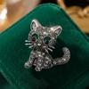 Clothing Accessories Cat Badge Pins Cute Vintage Brooches Lapel Pins Crystal Cat Brooches  Gift