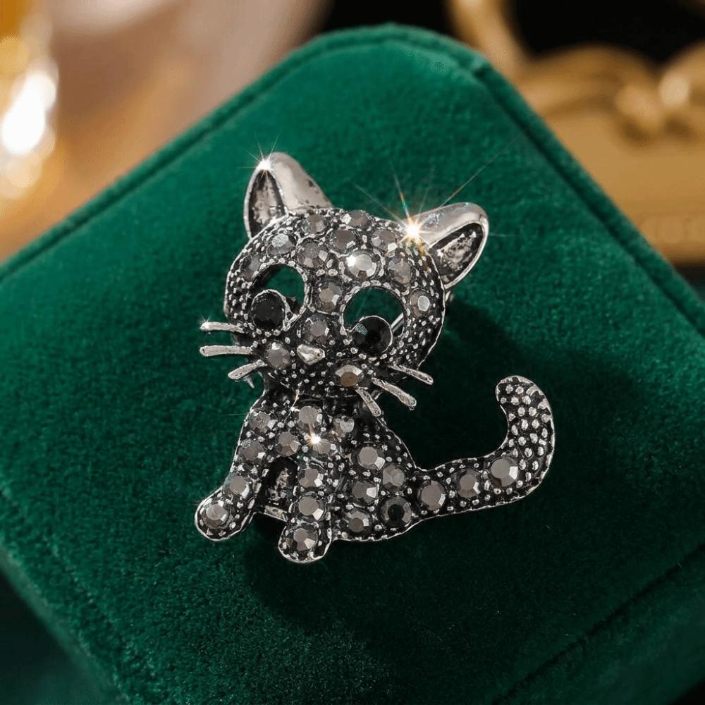 Clothing Accessories Cat Badge Pins Cute Vintage Brooches Lapel Pins Crystal Cat Brooches Gift