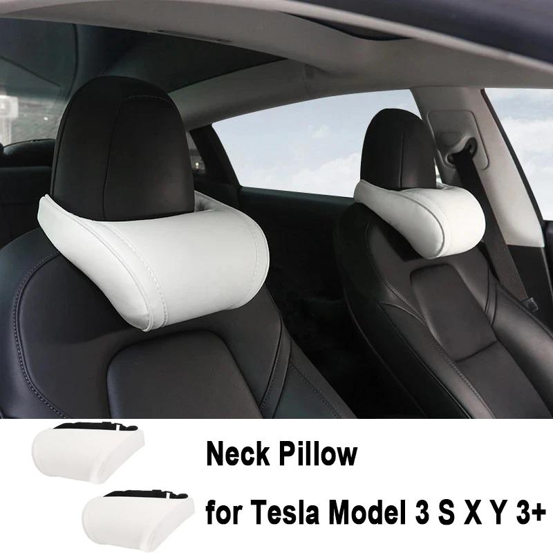 Neck Pillow for Tesla Model 3 S X Y 3+ Soft Comfortable Cushion Leather Neck Support Car Seat Headrest Car Interior Accessories