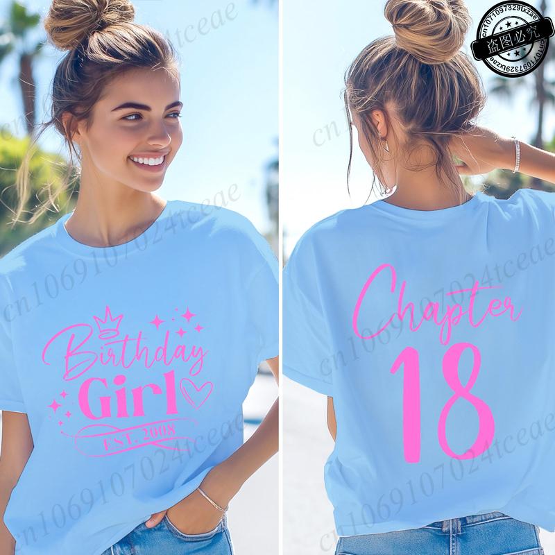 T-shirt da Donna Divertenti Ragazza del Compleanno Nata nel 2008 Regali per Ragazze Magliette Capitolo 18 Ragazza del 18° Compleanno Top Grafici Streetwear Retro