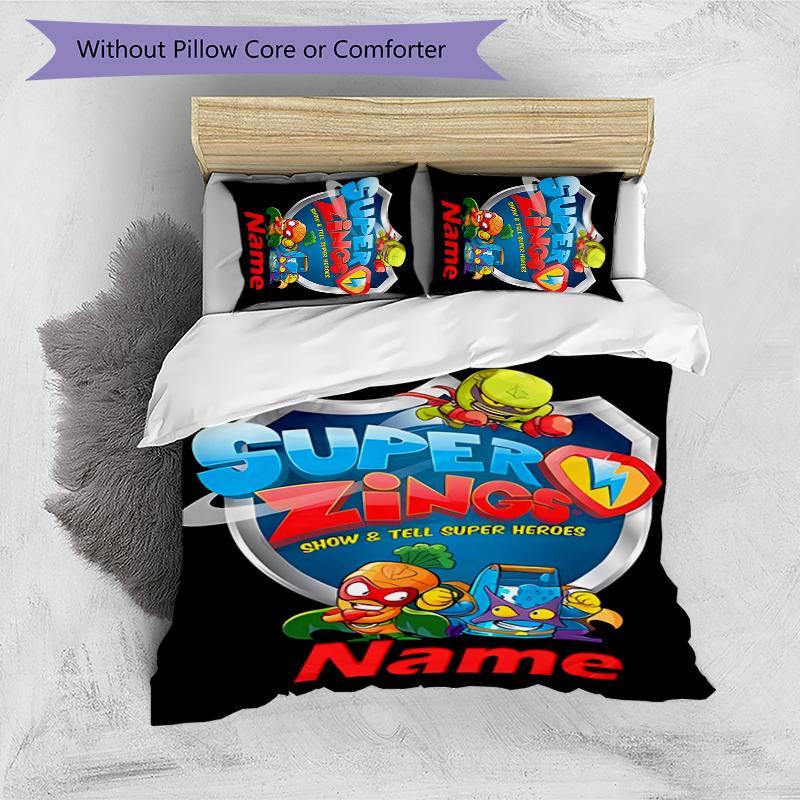 3pcs Custom Name SuperZings Bedding Set Duvet Cover Closure Includes 1 Duvet Cover & 2 Pillowcases for All Seasons Bedroom Decor