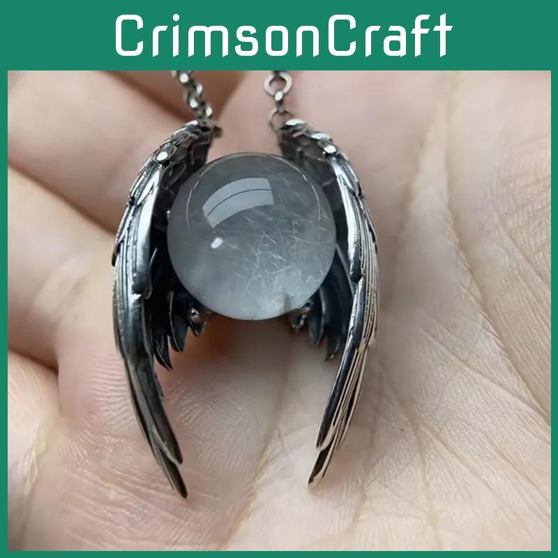 Ghost Crystal Wings Necklace With Cartoon Wings Pendant For Modern Casual