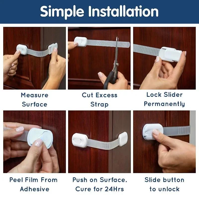 1/3/5/10Packs Baby Safety Lock Drawer Child Safety Cabinet Locks Adhesive Cabinet Drawer Door Latches Baby Safe Straps
