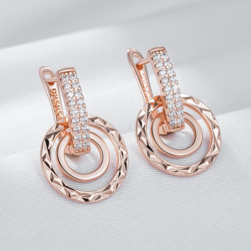 Unique Design Full Natural Zircon Dangle Earrings For Women Fashion  Rose Gold Color Romantic Daily Fine Jewelry
