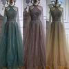 Turquoise Luxury Crystal Beads Flying Sleeves Host Catwalk Show Host Evening Dress LA11011
