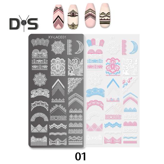 Stamping Plates Set Bows Flowers Lace Design Manicures Decoration Metal Plate Transfer Sweet Series Template