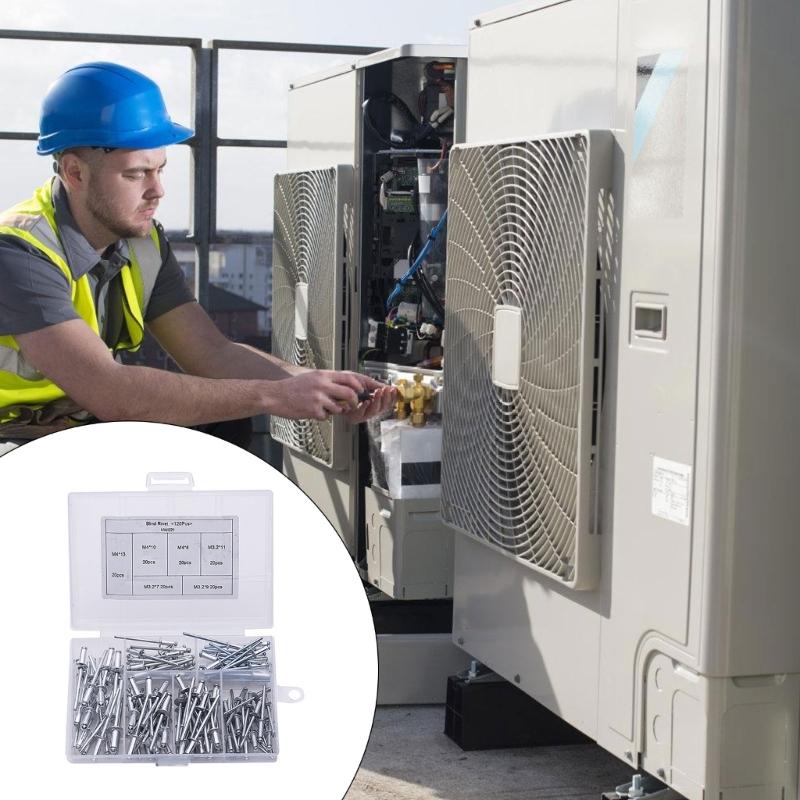 120pcs Aluminum Rivets Set Blind Rivets Heavy Duty Rivets Automotive Repair Rivets for Metal Sheet Connection & Repair