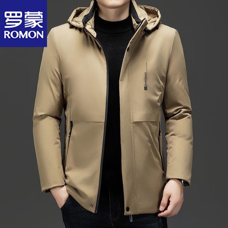 ROMON Męska kurtka biznesowa casual z kapturem i ocieplana