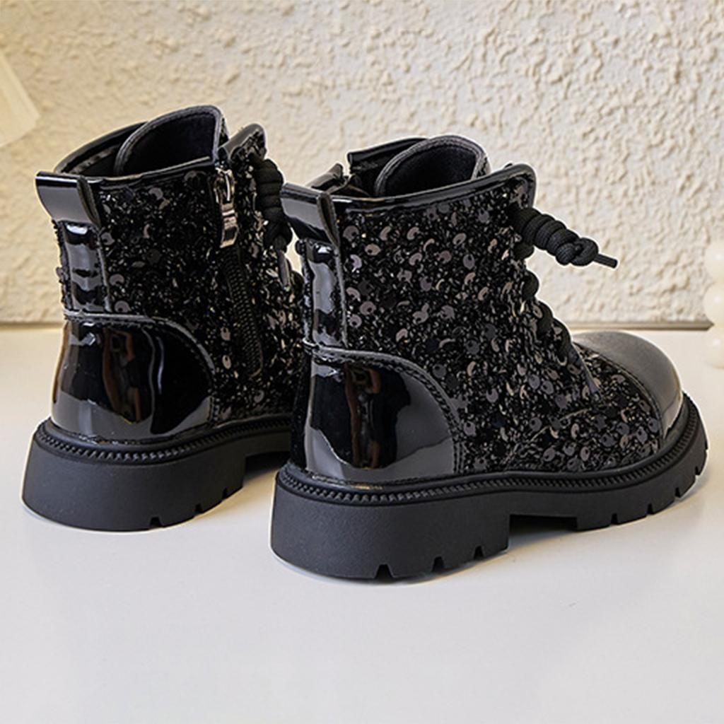 Children Short Boots For Girls Autumn Winter Sequins Glitter Korean Style Soft Bottom Comfortable Casual Versatile Leather Shoe