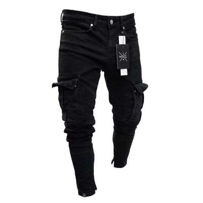 Trendy Elastic Men's Knee-Ripped Zipper Skinny Jeans