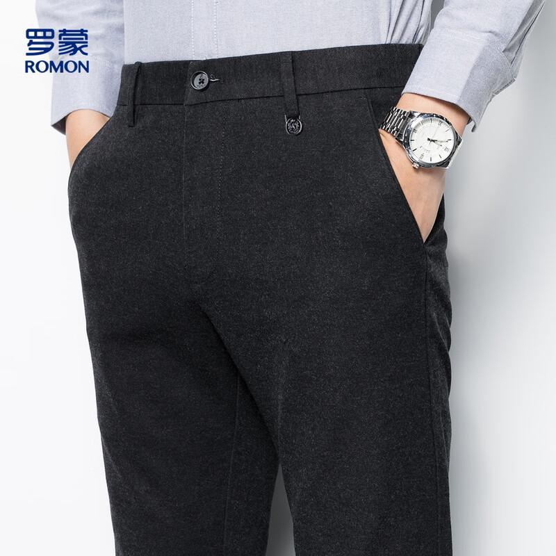 Luomeng Men's Simple Business Brushed Casual Pants