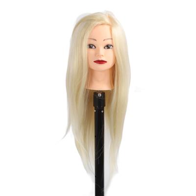 Cabeza de Maniquí para Peinar 85 por ciento Cabello Real Cabeza de Entrenamiento de Peluquería para Trenzar Cabello Dorado