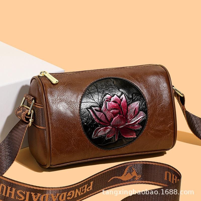 Fashion Fashion Flower Women's Bag Shoulder Bag New Boston Small Bag China-Chic Leisure Crossbody Bag