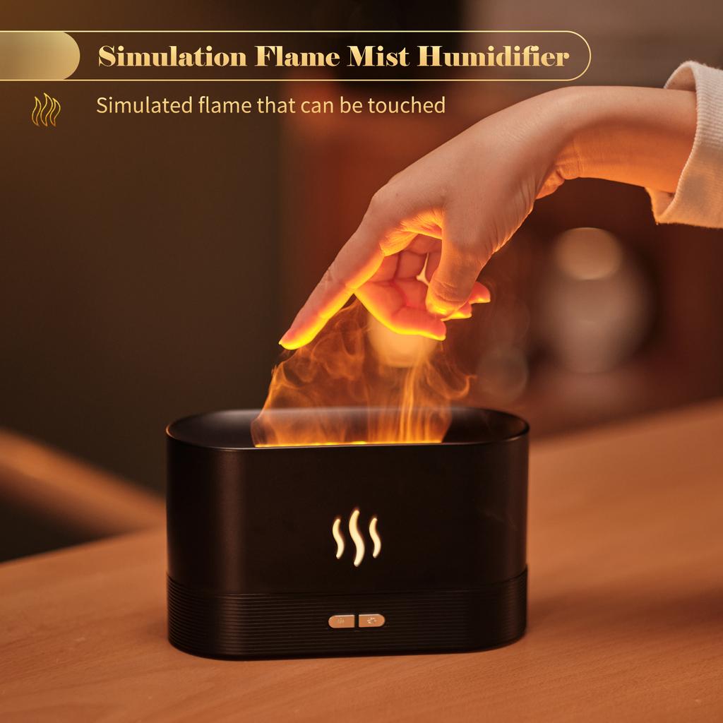 Simulation Flamme Nebel Luftbefeuchter 2 Helligkeit Nachtlicht Ruhig Cool Desktop USB Luftbefeuchter