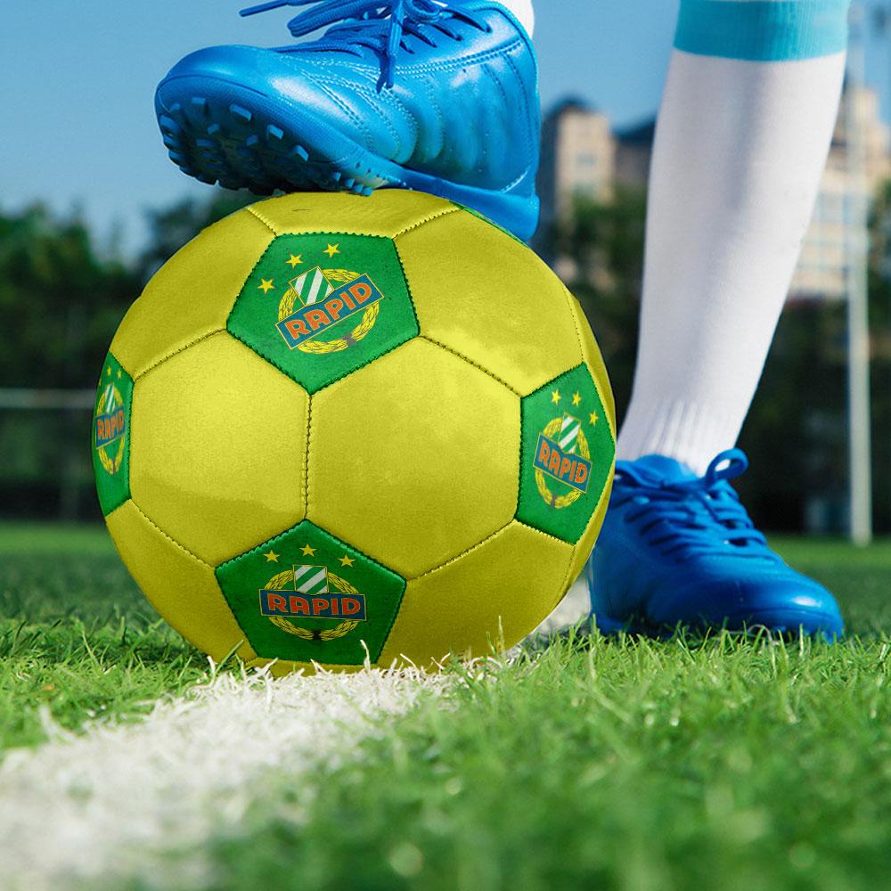 Rapid Wien Size 5 Soccer Ball, Machine-Stitched PVC, Durable & High Bounce, All Ages Fit, Fan Merchandise, Matches & Outdoor Use.