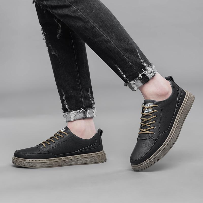 Mode Neue Herren Atmungsaktive Lässige Leder Board Schuhe Echtes Leder Outdoor Rutschfeste Wanderschuhe Flache Designer Schnürschuhe Oxford Schuhe