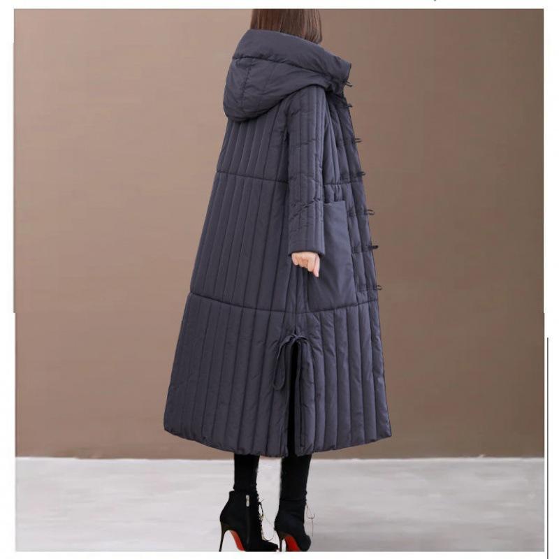 

Зимняя Свободная Женская Куртка Пуховик Длинное Пальто с Капюшоном Утепленные Парки Ветрозащитное Теплое Пальто M фиолетовый