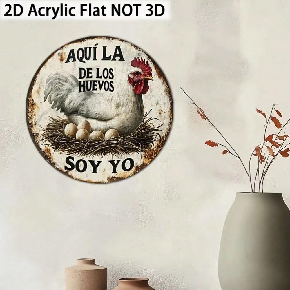 1pc Spanish Style Metal Wall Art Rustic Vintage Decor for Indoor Outdoor Chicken Lover Gift