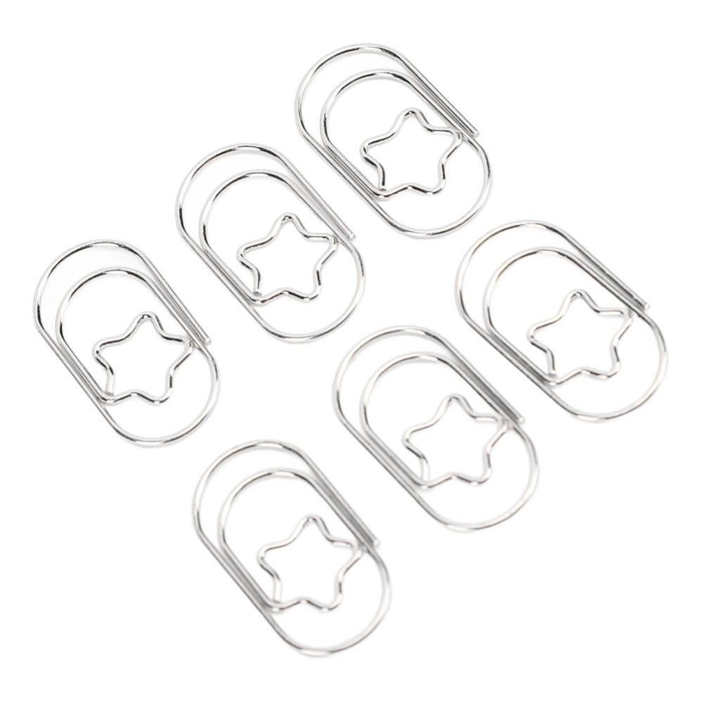 300 Peças Clips de Papel em Formato de Estrela Clips de Papel de Aço Inoxidável Organização de Arquivos