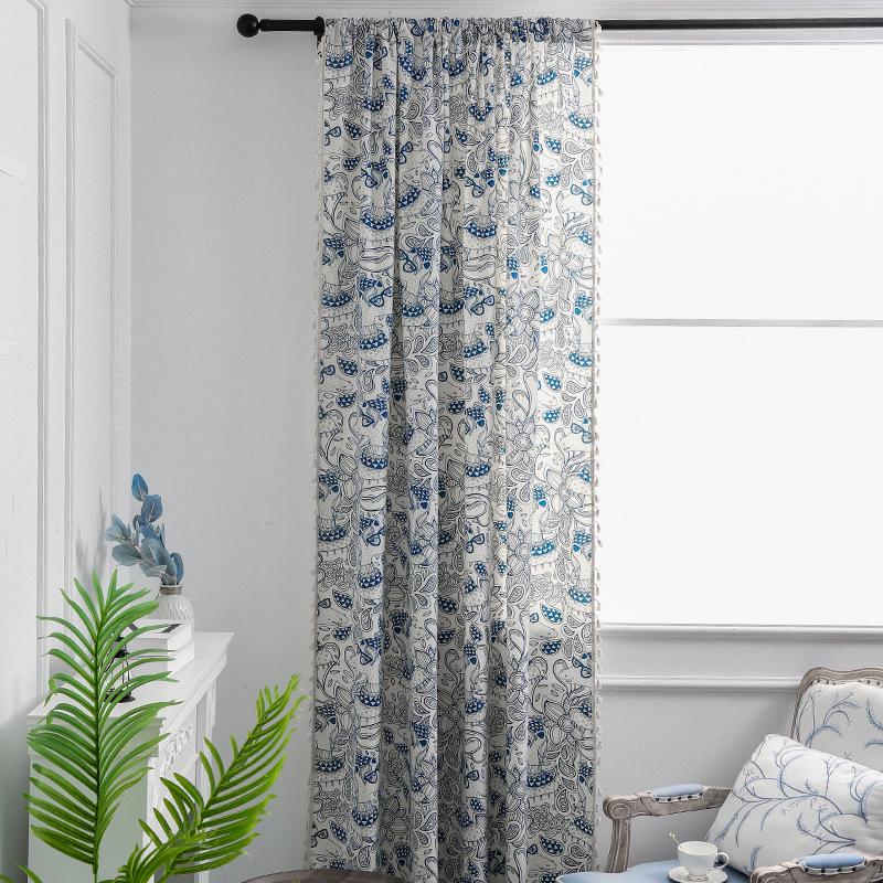 Printed Curtains Simple Modern Curtains Balcony Living Room Floating Curtains Curtains