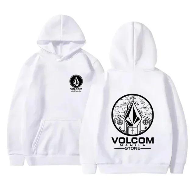 

Чоловічий модний худі Volcom Stone Двосторонній принт Осінь Зима Фліс Теплий Повсякденний Спортивний Оверсайз Топ Дихаючий Вуличний стиль Дорослий Светр L бежевий