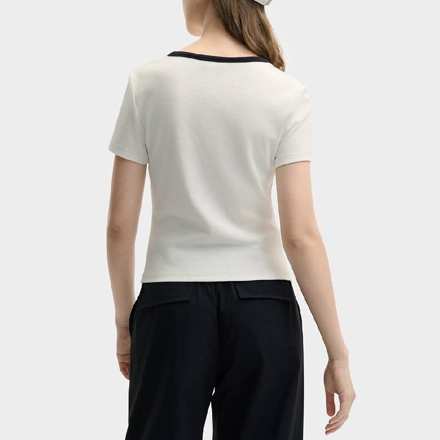 FILA X MAISON KITSUNE Original Fashion Casual Letter Slim Fit Short Sleeve T-Shirt Women T-Shirts Cloud-White F11W529108F-WT