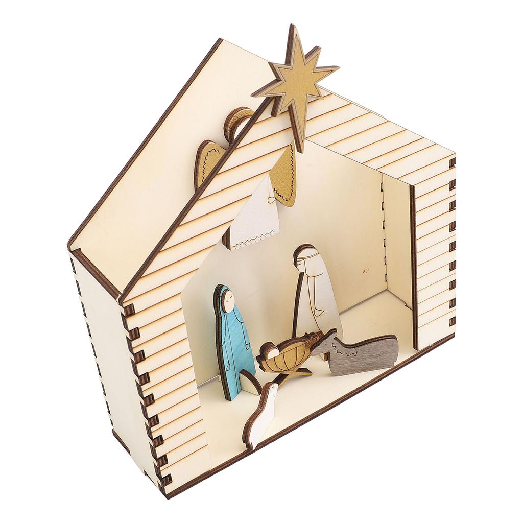 Nativity Scene Decoration Wooden Nativity Figurine Set Tabletop Easter Scene Ornament for Home