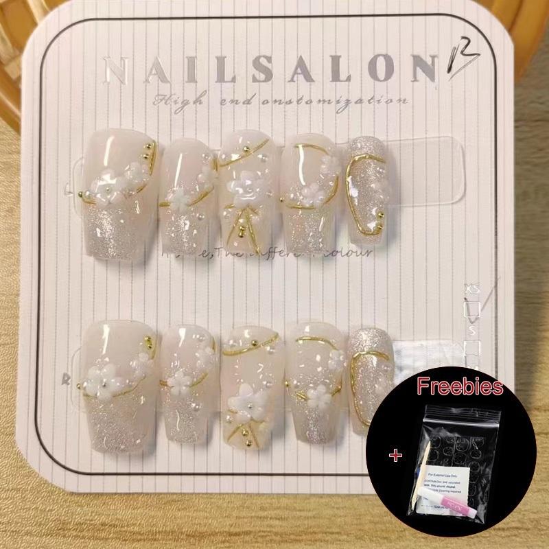 

100% ручная работа, набор накладных ногтей в форме трапеции в форме гроба с клеем, фототерапевтические ногти, французские вишни, кошачий глаз, накладные патчи для дизайна ногтей Short trapezoid-M