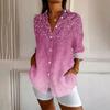 Camicia da Donna con Bottoni Manica Lunga con Stampa Grafica Top Blusa