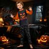 Family Matching Halloween Print Long Sleeve Pajama Set with Round Neck and Long Pants for Parents and Kids