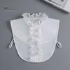 False Shirt Collar Fake Solid Color Lace Shirring Elegant Vintage Match Clothes Formal Lightweight Lady for Work