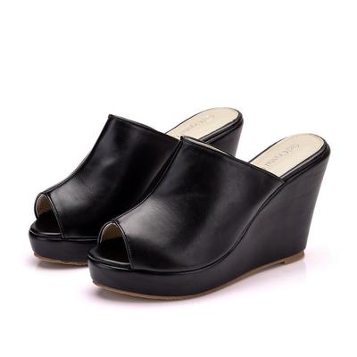 Fashion Plus Size Shoes for Women 34-41 Summer Fashion Peep Toe Platform Wedges Slip On Slippers Casual High Heel Sandals Women Footwear