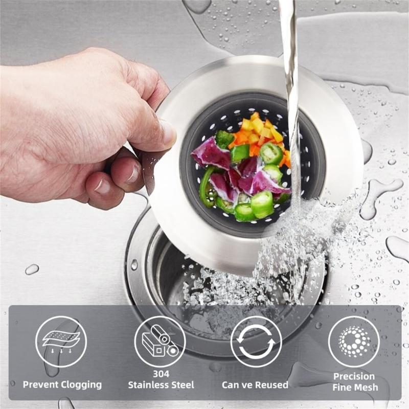 Flexible Sink Strainer Basket Stainless Steel Meshes Sink Strainers for Easy Installation on All Size Kitchen Drains