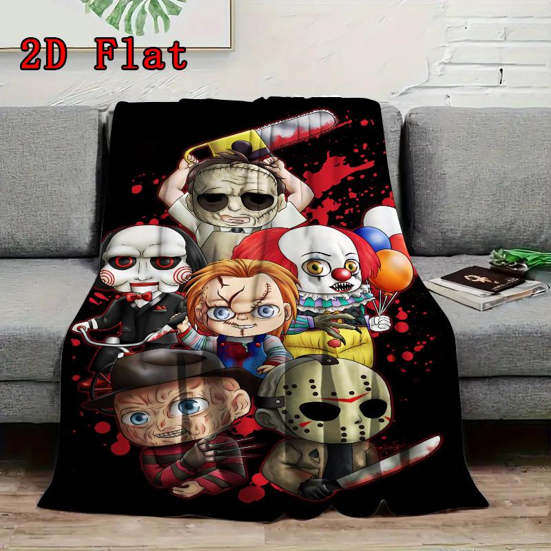 Spooky cartoon character 2D Flat Pattern Flannel Blanket High quality All Seasons Warmth and Comfort Perfect for Christmas Gifts.PMT0914412